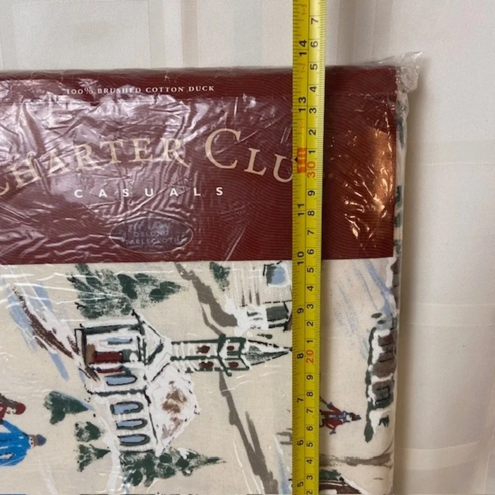 Charter Club Winter Village Christmas Tablecloth 60x104 Brushed Cotton Duck New
